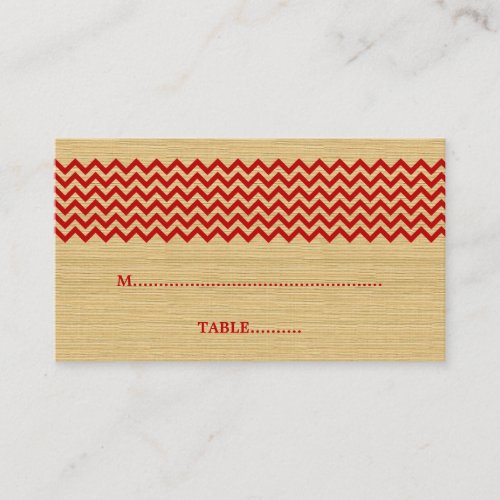 Red Rustic Chevron Wedding Place Card