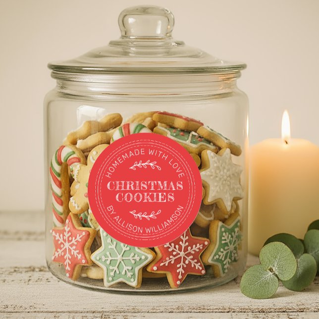 Red Rustic Christmas Cookies Label (Creator Uploaded)