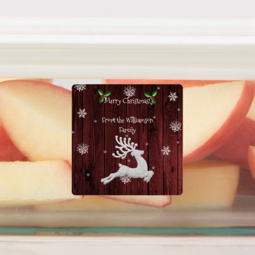 Red Rustic Christmas Reindeer Baking Label