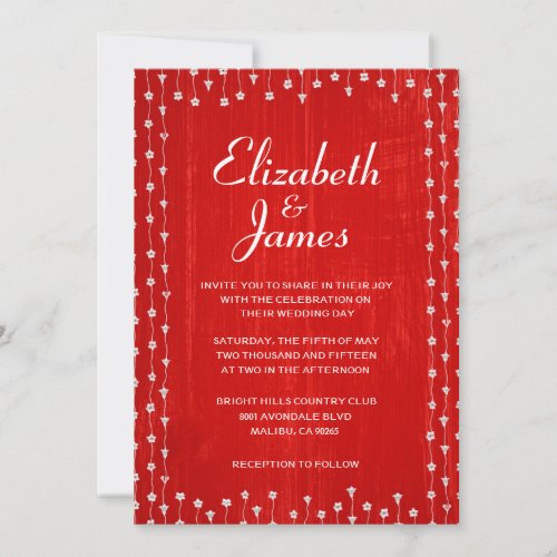 Red Rustic Country Barn Wood Wedding Invitations
