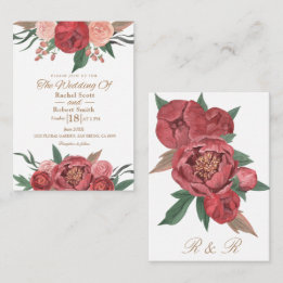 Red Rustic Elegant Floral Wedding Invitation