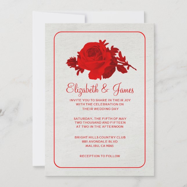 Red Rustic Floral/Flower Wedding Invitations (Front)