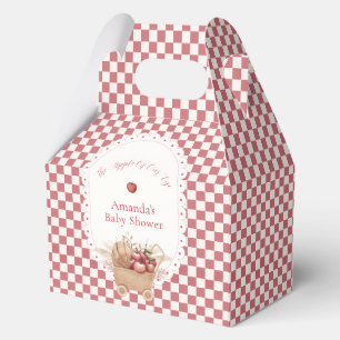 Red Rustic Gingham Boho Apple Baby Shower Favor Boxes