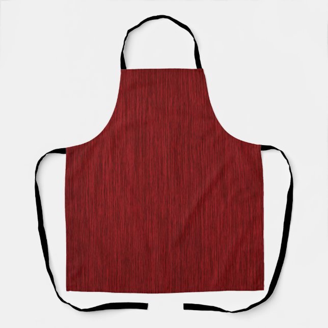 Red Rustic Grainy Wood Look Apron (Front)