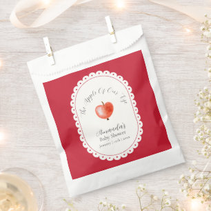 Red Rustic Minimalist Vintage Apple Baby Shower Favor Bag