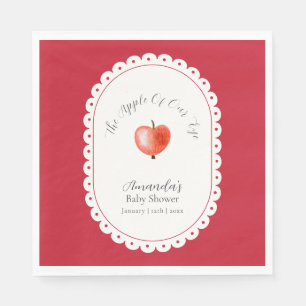 Red Rustic Minimalist Vintage Apple Baby Shower Napkins