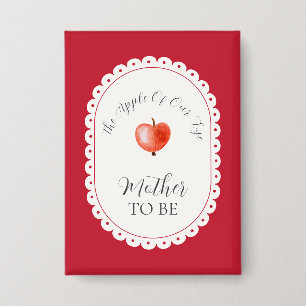 Red Rustic Mother To Be Vintage Apple Baby Shower Button