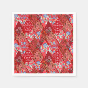 Red , rustic , patchwork napkins