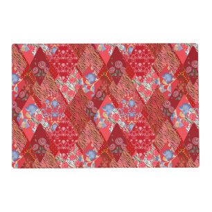 Red , rustic , patchwork placemat