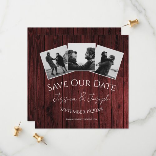 Red Rustic Photo Collage Save The Date