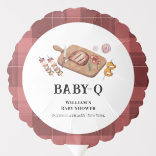 Red Rustic Plaid Country Baby Q Baby Shower Balloon