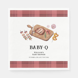 Red Rustic Plaid Country Baby Q Baby Shower  Napkins