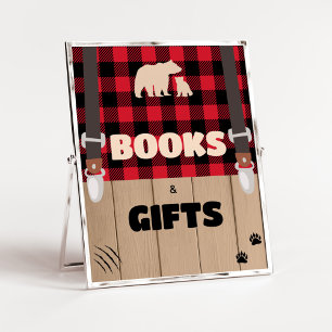 Red Rustic Plaid Lumberjack Books and Gifts Poster