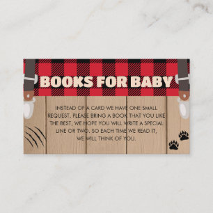 Red Rustic Plaid Lumberjack Books for Baby Enclosure Card