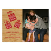 Red Rustic Presents Holiday Photo Card (Front Horizontal)