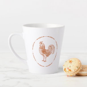 Red Rustic Rooster Latte Mug