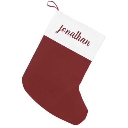 Red Rustic Script Name Personalized Christmas Small Christmas Stocking