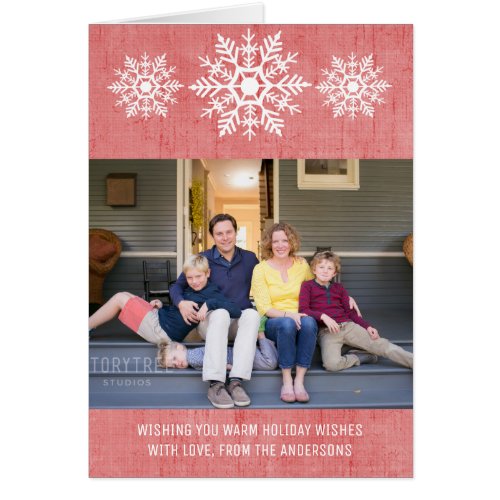 Red Rustic Snowflake Holiday Photo