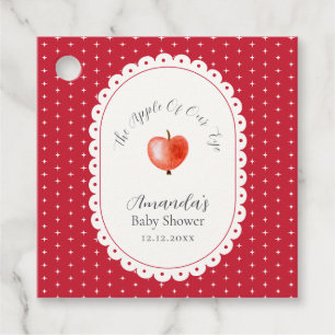 Red Rustic Sparkling Vintage Apple Baby Shower Favor Tags