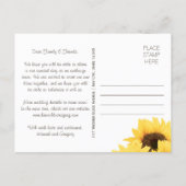 RED RUSTIC SUNFLOWER SAVE THE DATE POSTCARD (Back)