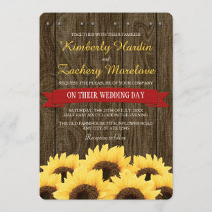 RED RUSTIC SUNFLOWER WEDDING INVITATION