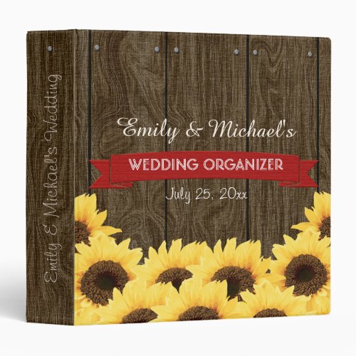 RED RUSTIC SUNFLOWER WEDDING ORGANIZER BINDER