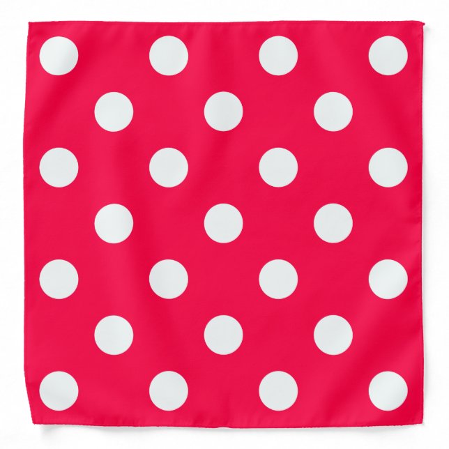Red Rustic Template White Polka Dots Trendy Bandana (Front)