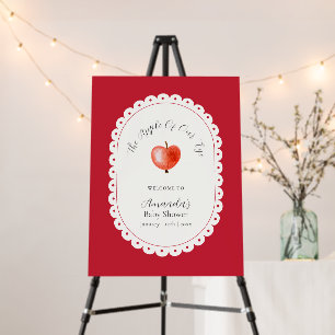 Red Rustic Vintage Apple Baby Shower Welcome Sign
