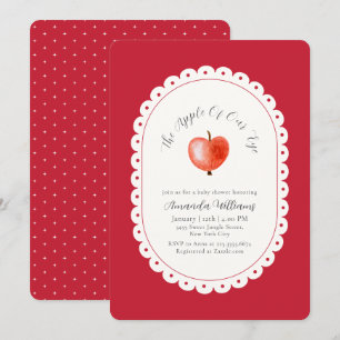 Red Rustic Vintage Apple Of Our Eye Baby Shower Invitation