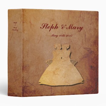 Red Rustic Vintage Lesbian Wedding Album 3 Ring Binder by AGayMarriage at Zazzle