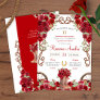 Red Rustic Western Charro Cowboy Boots Quince  Invitation