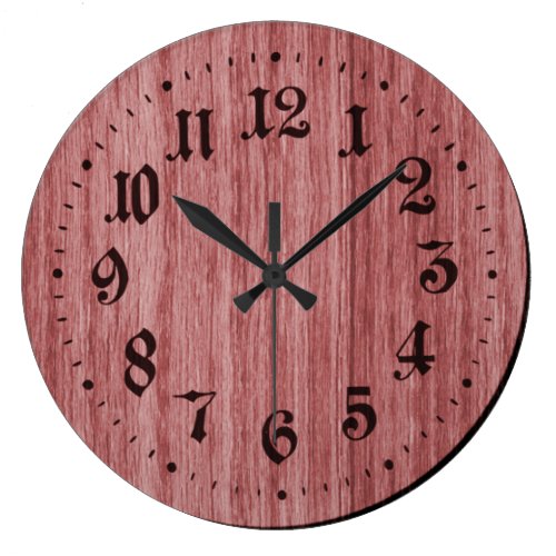 Red Rustic Wooden Clock