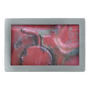 Red rusty truck close-up rectangular belt buckle