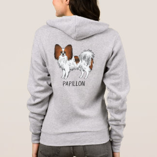 Red Sable Cartoon Papillon Dog With Custom Text Hoodie