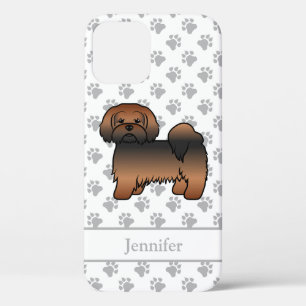 Red Sable Lhasa Apso Cartoon Dog & Name iPhone 12 Case