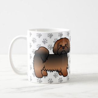 Red Sable Lhasa Apso Cute Cartoon Dog Coffee Mug