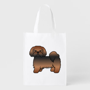 Red Sable Lhasa Apso Cute Cartoon Dog Grocery Bag