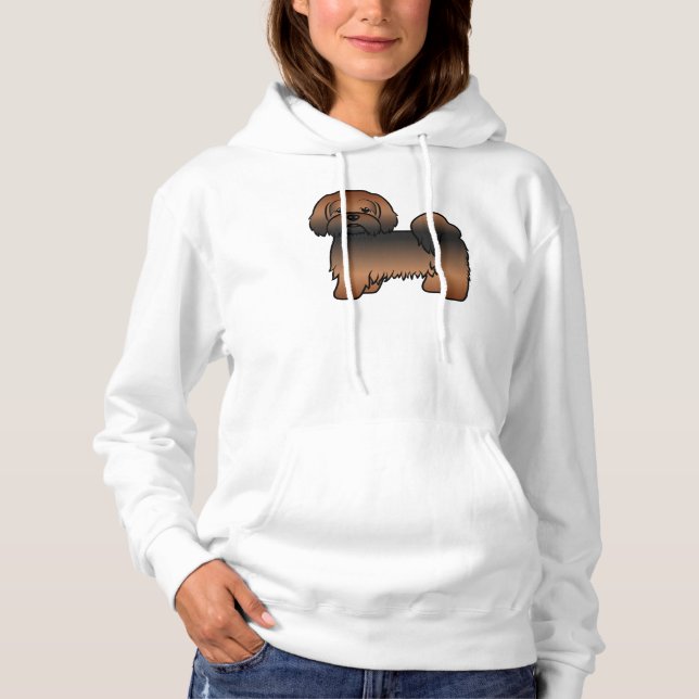 Red Sable Lhasa Apso Cute Cartoon Dog Hoodie (Front)