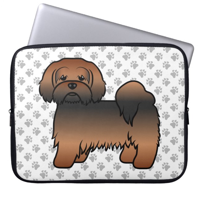 Red Sable Lhasa Apso Cute Cartoon Dog Laptop Sleeve (Front)