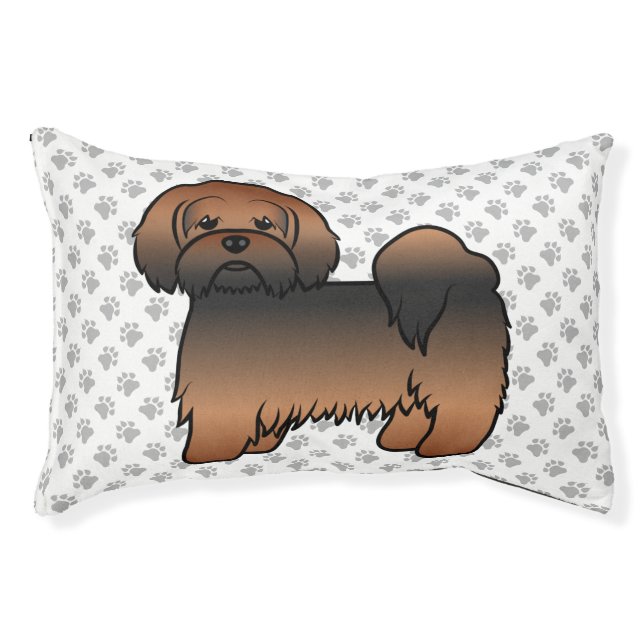 Red Sable Lhasa Apso Cute Cartoon Dog Pet Bed (Front)
