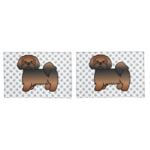 Red Sable Lhasa Apso Cute Cartoon Dog Pillow Case