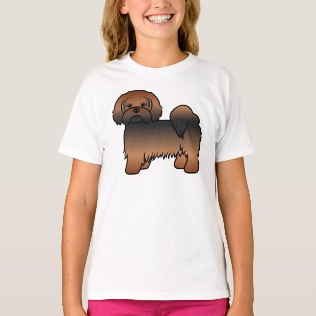 Red Sable Lhasa Apso Cute Cartoon Dog T-Shirt (Front)