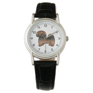 Red Sable Lhasa Apso Cute Cartoon Dog Watch