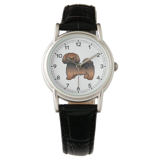 Red Sable Lhasa Apso Cute Cartoon Dog Watch (Front)