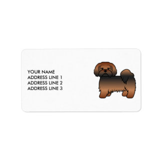 Red Sable Lhasa Apso Cute Dog &amp; Custom Text Label