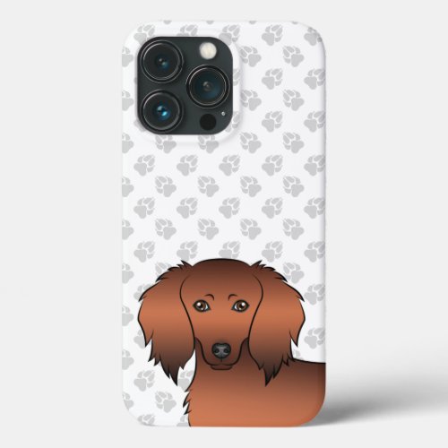 Red Sable Long Hair Dachshund Cartoon Dog Head iPhone 13 Pro Case