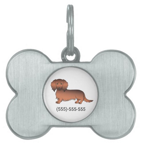 Red Sable Long Hair Dachshund Cartoon Dog  Number Pet ID Tag