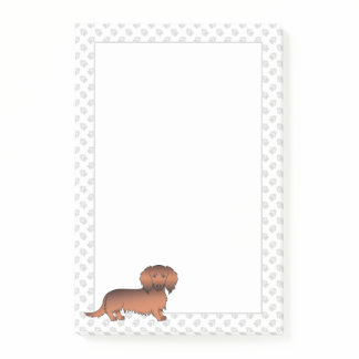 Red Sable Long Hair Dachshund Cartoon Dog &amp; Paws Post-it Notes