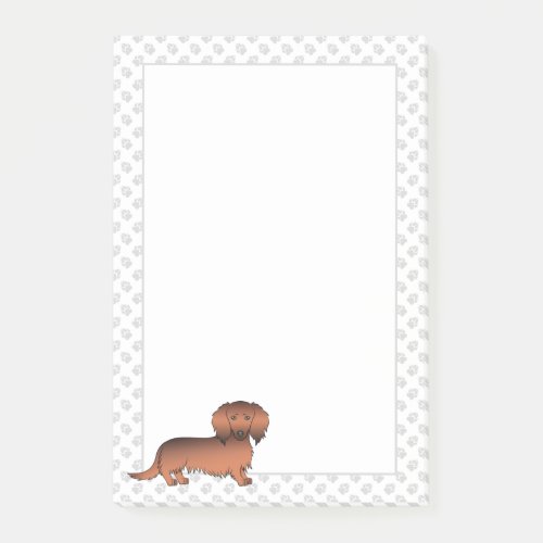 Red Sable Long Hair Dachshund Cartoon Dog  Paws Post_it Notes