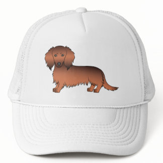 Red Sable Long Hair Dachshund Cute Cartoon Dog Trucker Hat